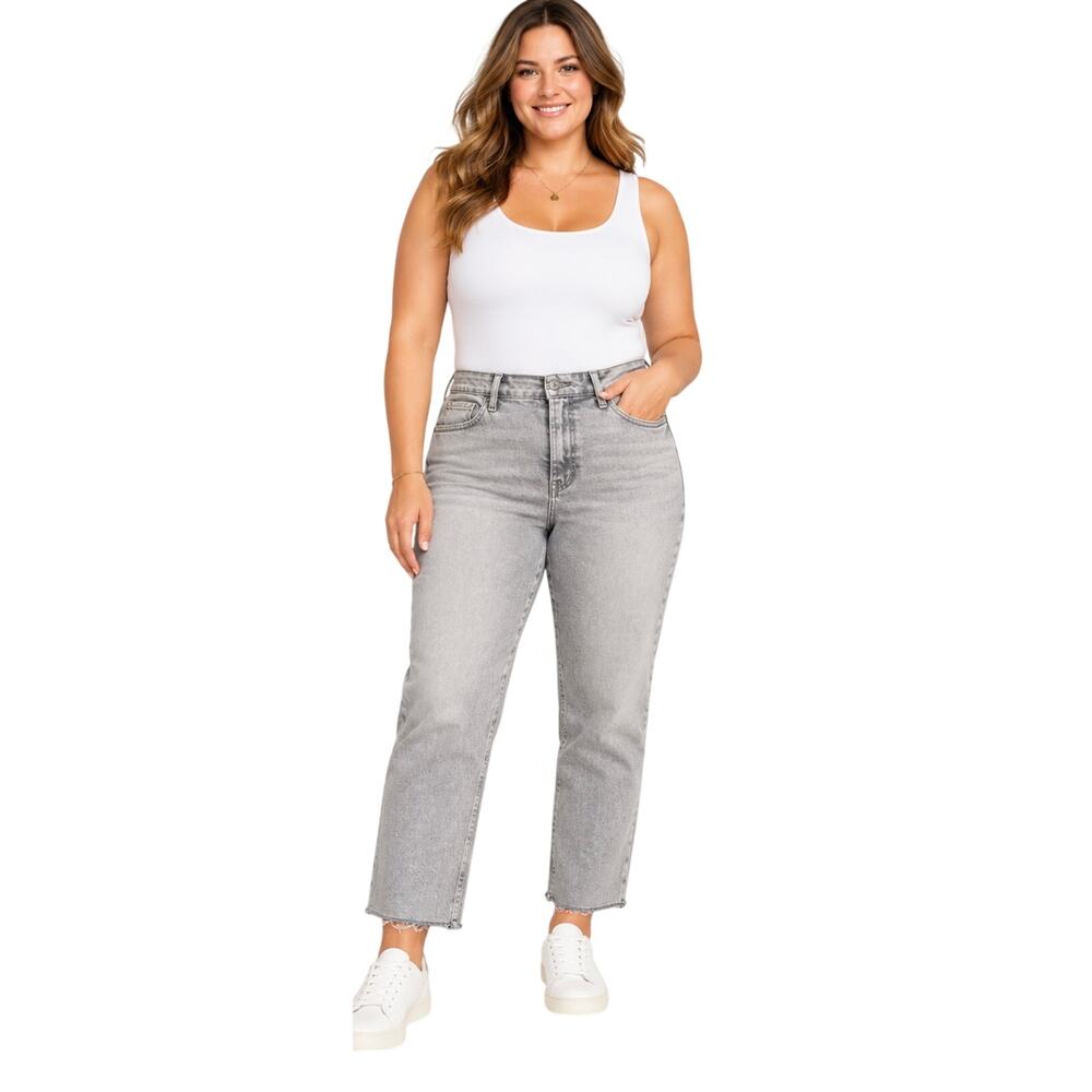 Old Navy High Rise O.G. Straight Ankle Jeans, Gray Acid, Women's Size 14, NWT